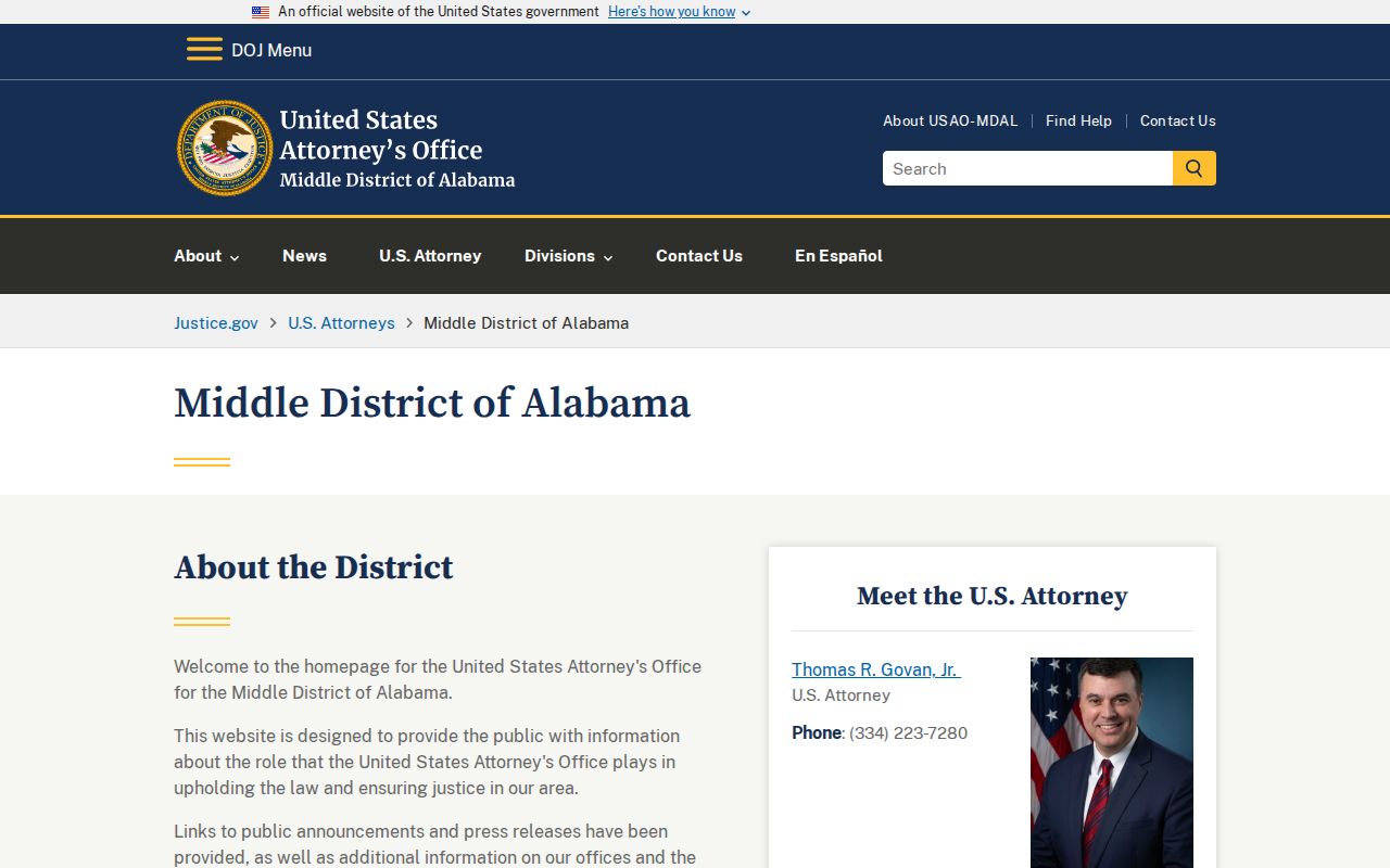 Bullock County criminal court records and Middle District of Alabama federal prosecution source